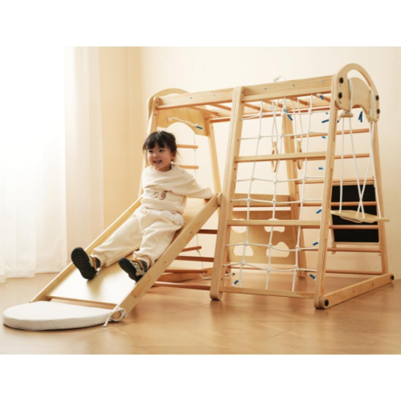 Kids Outdoor Climbing Frame - Escorregador de Madeira para Interiores, Ginásio