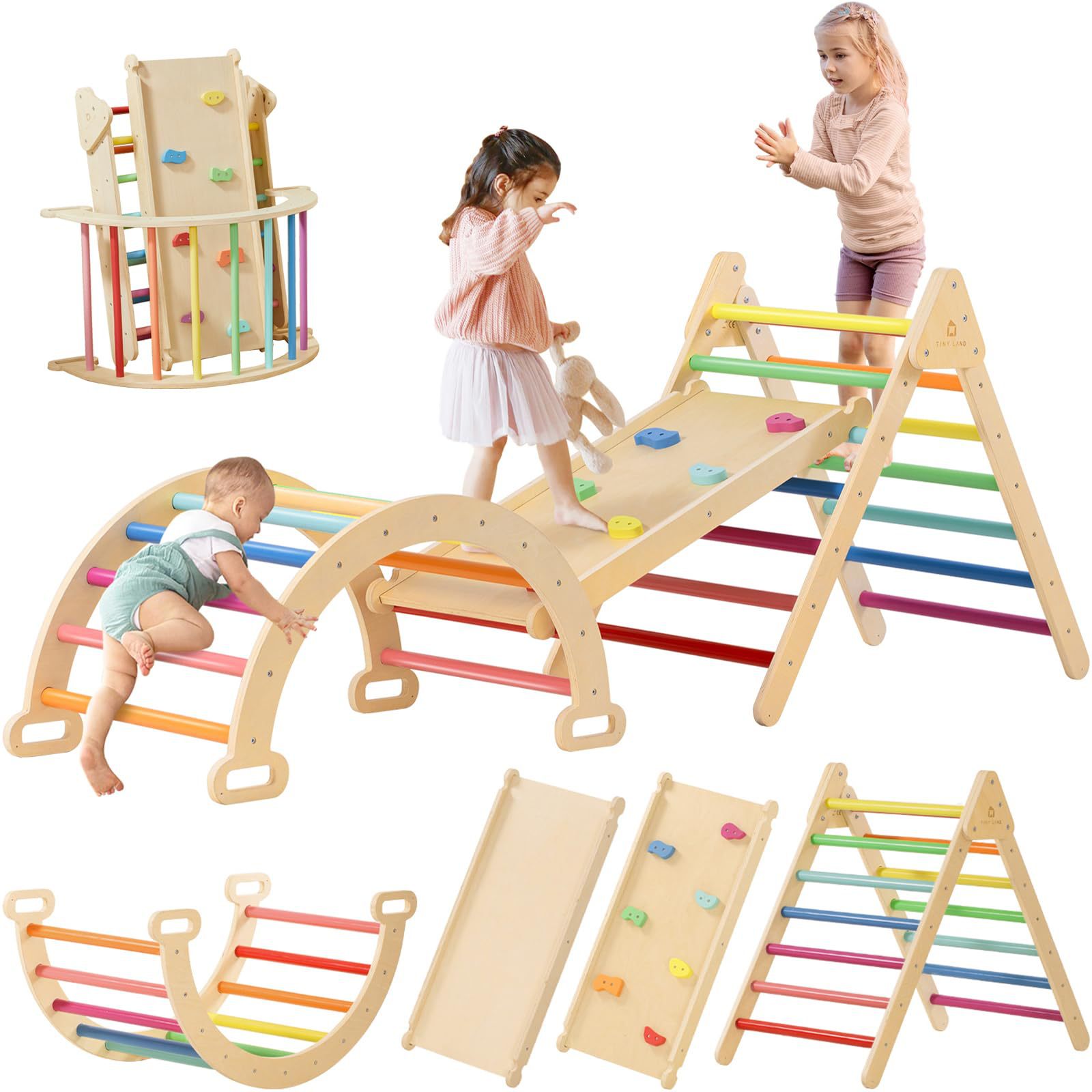 Kids Outdoor Climbing Frame - Estrutura de Escalada Versátil em Madeira