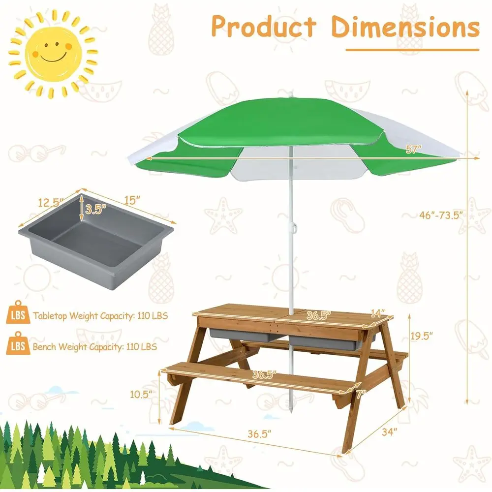 Mesa de Piquenique de Madeira  - Kids Outdoor Furniture Set avaliação e preço